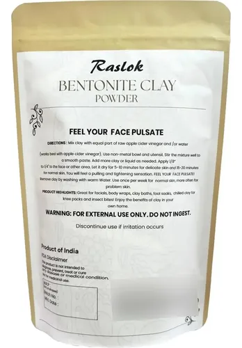 Arcilla De Bentonita Natural Raslok 100g Para Cuidado De La