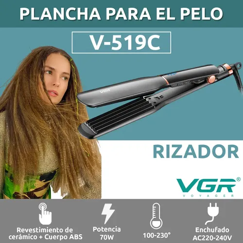 Planchita Rizadora Profesional Pelo Vgr V-519c 7 Niveles Negro