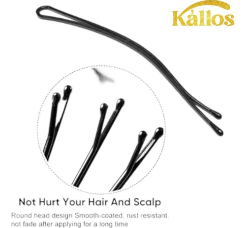 Paquete De 100 Horquillas Negras Curvas Kàllos 5.58cm