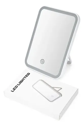 Espejo Maquillaje Luz Led Usb Recargable Giratorio Aumento