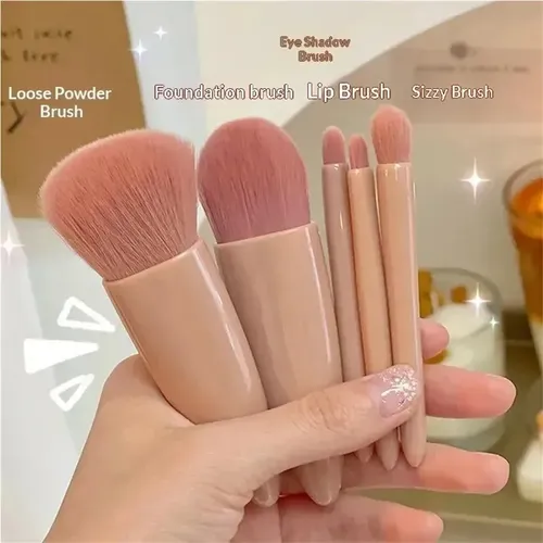 Set De 5 Brochas De Maquillaje Con Funda Y Espejo