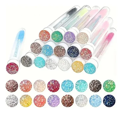 10 Gupillones Cepillos Pestañas Cejas Tube Diamond Glitter
