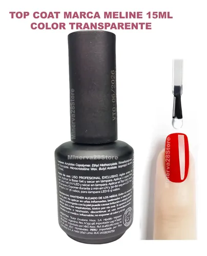 Top Coat Meline Uv/led 15ml Semipermanente, Uñas Esculpidas.