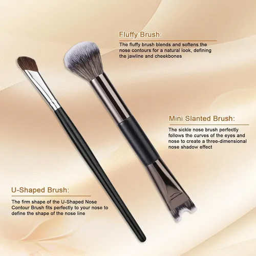 Juego De 3 Pinceles De Maquillaje Boxob Para Contorno Facial