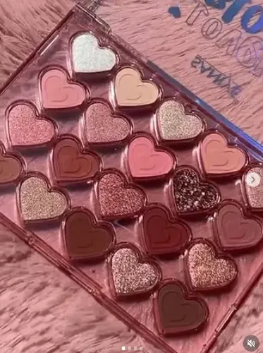 Paleta Sombras Saniye Lovely Bloom Corazones Glitter Matte Tono 01. Rosa