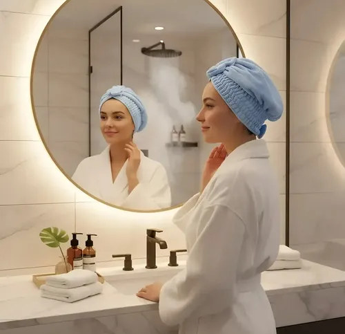 Toalla Turbante Microfibra Secado Rápido Pelo Gorro X2 Unid Rosa Y Celeste