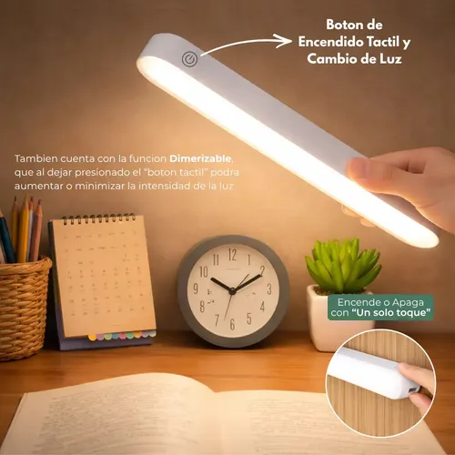 Barra Luz Led 30cm Recargable Con Luz Blanca Natural Amarilla Lampara Magnética Para Cocina Alacena espejo