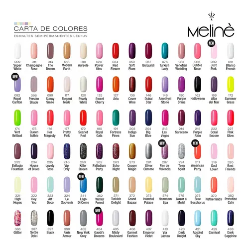 Esmalte Semipermanente Meline X1 Únicos Colores Promo Oferta