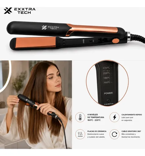 Planchita De Pelo Alisador Cabello Exxtra Tech 45w Céramica