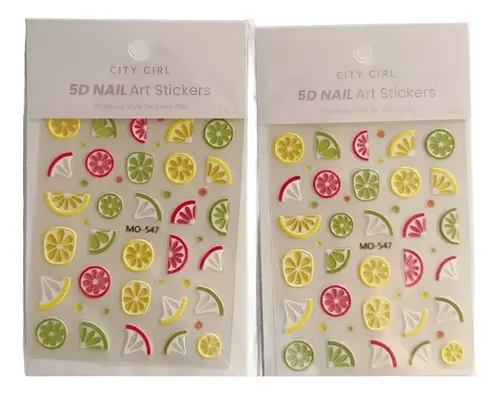 2 X Stickers Para Uñas Frutas 5d City Girl Frutas