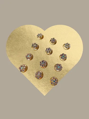 Set 12 Horquillas Flores Strass Transparentes Metal Dorado