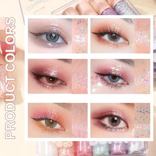 Conjunto Sombras Glitter 6 Tonos Mooglamor Transparent Bear