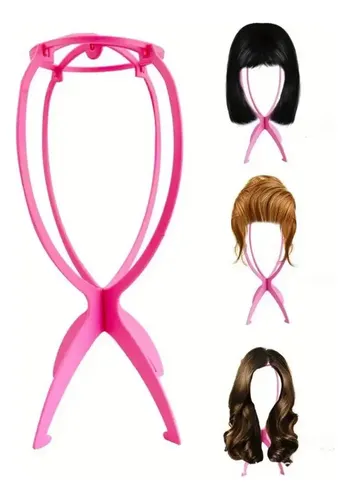 Porta Peluca Exhibidor Soporte Pelucas Taurina Color Rosa