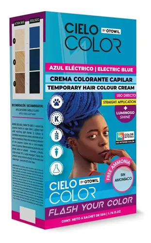 Tintura Fantasia Cielo Color Otowil Colores Fantasias Tono Azul eléctrico