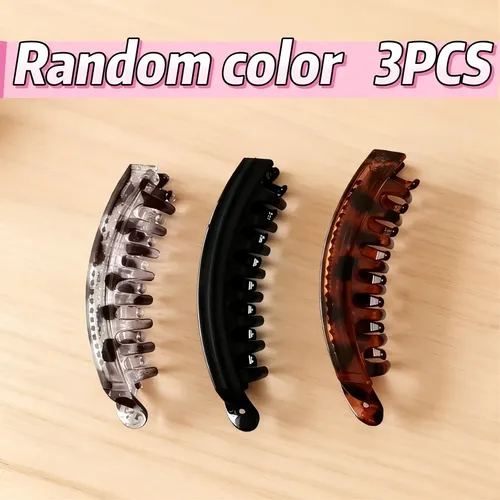 3pcs Large Hair Clips With Comb Anti Slip Vertical Banana