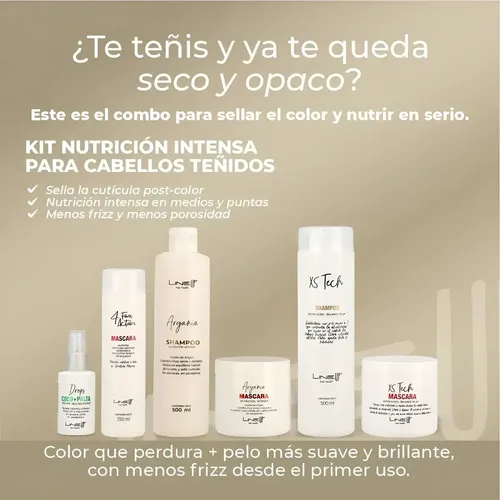 Shampoo a base Argán, Nutrición total para cabellos resecos, restaura el equilibrio natural y sella cutículas, producto profesional de Salon de Belleza x 500Mls ARGANIA de LineUp