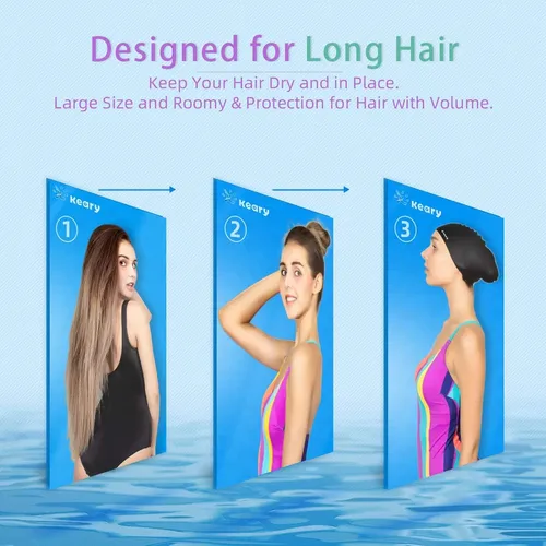 Paquete De 2 Gorros De Natación De Silicona Para Cabello Lar