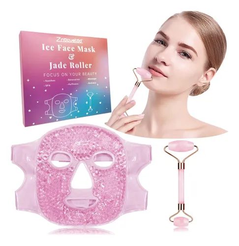 Set Rodillo Jade Y Mascarilla Fría Facial Antiedad