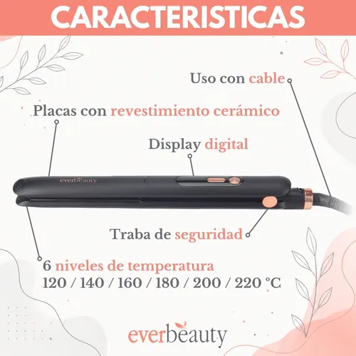 Plancha De Cabello Digital Everbeauty Eb-2665 6 Temperaturas