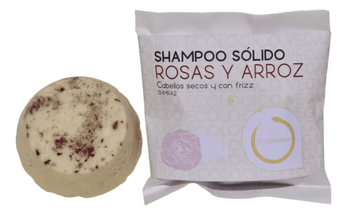 Shampoo Sólido Vegano Rosas Y Arroz Cabello Seco