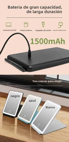 Espejo De Maquillaje Portátil De Alta Gama Con Luz Led, Reca