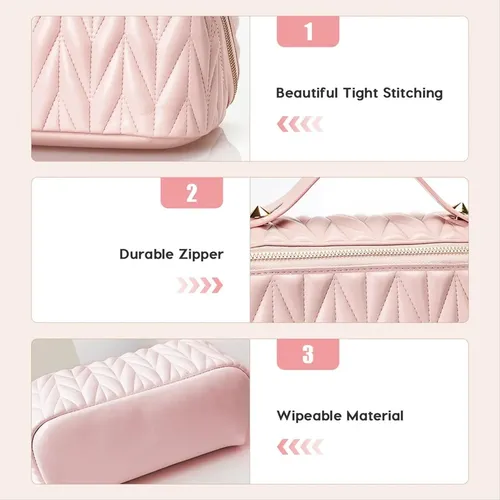 Bolsa De Maquillaje De Viaje De Cuero, Organizador De Artícu