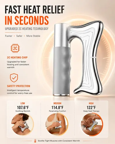 Masajeador Tecser Heated Vibration Wireless Gua Sha Silver