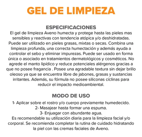Gel Aveno Limpieza Corporal Higiene Humecta Ttp 250ml