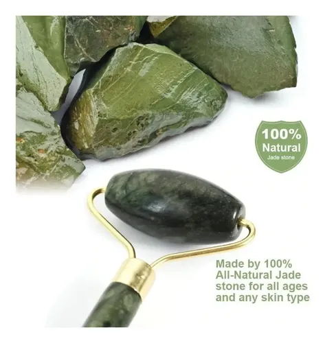 Rodillo Masajeador Facial Y Corporal De Jade Verde Danfula