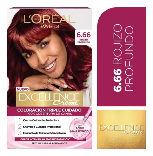 Kit Tintura Excellence Creme Tono 6.660 Rojo Profundo
