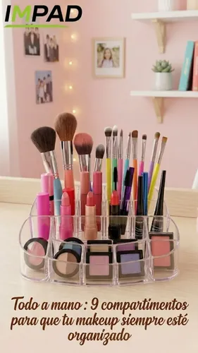 Espejo Redondo Maquillaje Led Táctil Con Organizador Impad