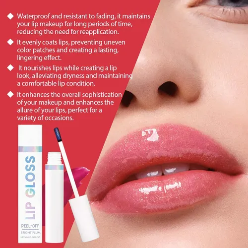 Tinte Labial Exfoliante, Hidratante Y Brillante, Fácil De Ap Bright Plum