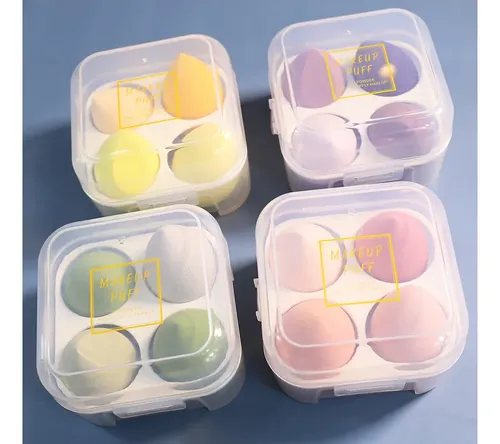 Set 4 Esponjas Blender Para Maquillaje Con Estuche