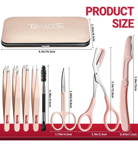 Kit De Cejas 8 En 1 Tsmaddts Con Pinzas Y Afeitadora