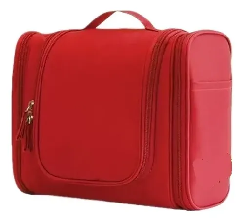 Neceser For Mujeres Y Hombres,bolsa De Maquillaje De Viaje Rojo Color Sólido