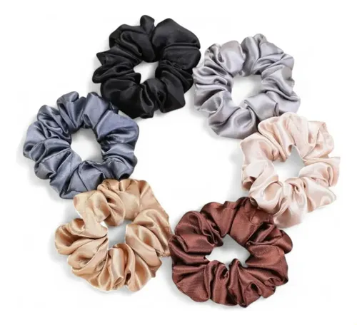 6 Piezas Scrunchies Para El Cabello Varios Colores Satinado