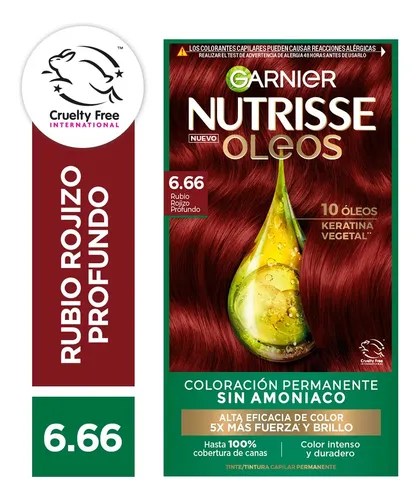 Tintura Permanente Sin Amoníaco Tono 6.66 Oleos Nutrisse
