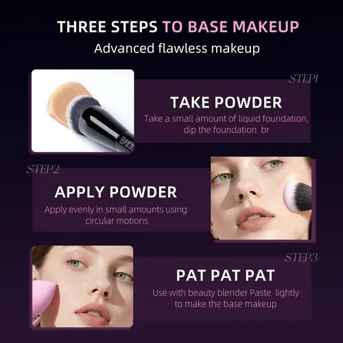 Set De Brochas De Maquillaje Baigish Flat Top Kabuki Con 2 E