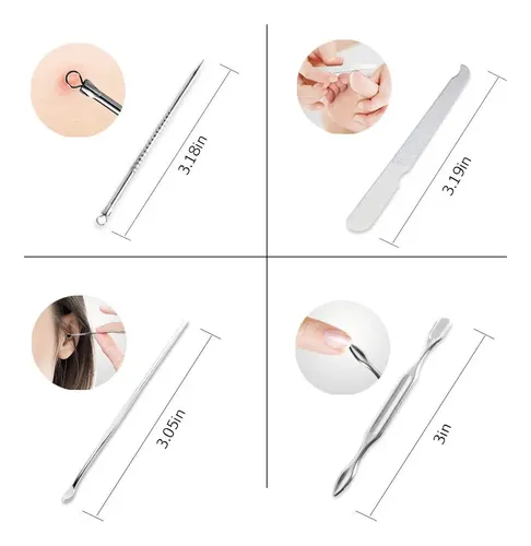 Set Manicure Estuche 12 Piezas Acero Inoxidable Cuidado Uñas
