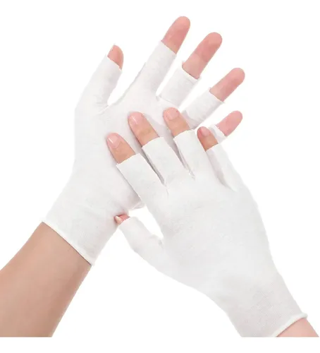 Guantes Sin Dedos Blancos De Algodón Para Manos Secas