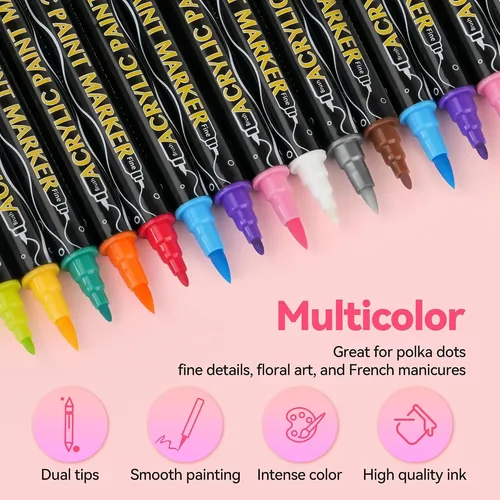 Set 24 Colores Marcadores Para Uñas Secado Rápido Diy