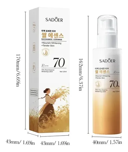 Loción Facial Blanqueador 70% Arroz 120ml Niacinamida Sadoer