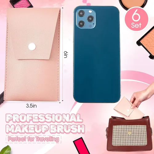 Set De Brochas De Maquillaje De Viaje De 6 Piezas, Incluye B