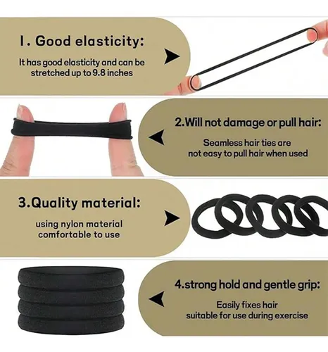 500pcs Elasticsolid Black Hair Ties Daily Hair Accessories Negro