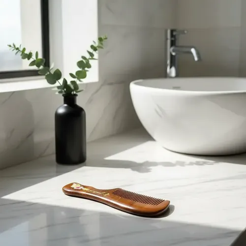 Peine De Madera De Sándalo Antifrizz Masajeador Hikka Color Marrón oscuro
