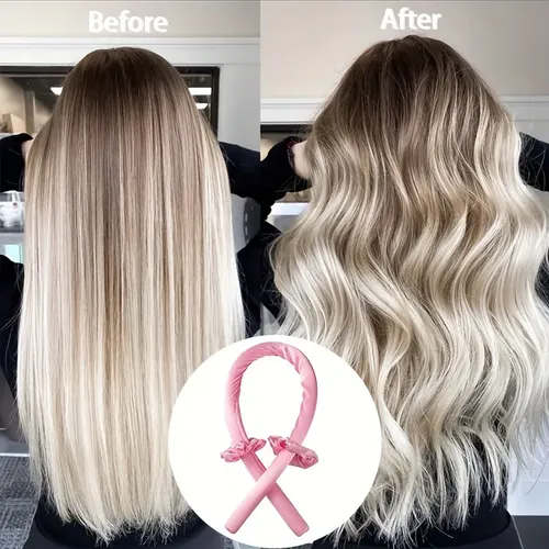 Vincha Satin Para Rulos Sin Calor Cabello Rosa