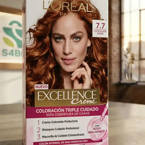Kit Tintura Excellence Creme Tono 7.7 Chocolate Rubio
