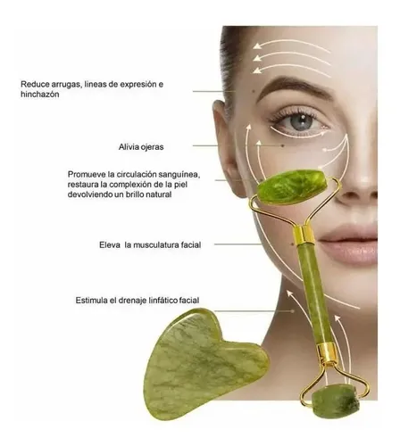 Masajeador Doble Rodillo Jade Facial Corporal Piedra