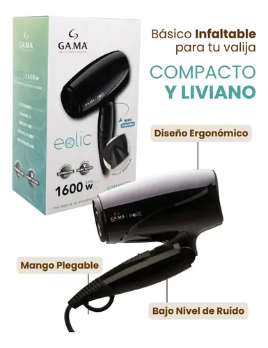 Secador De Pelo Ga.ma Italy Eolic Travel Plegable 1600w
