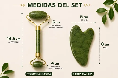 Rodillo Facial Jade Y Piedra Gua Sha Masajeador Set Roller